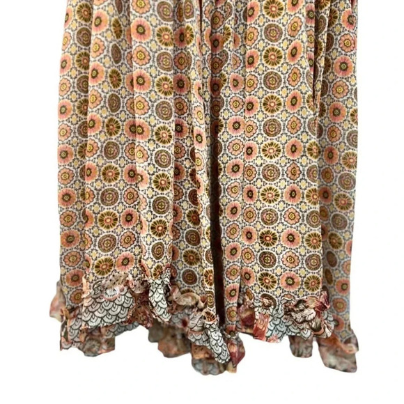 MISA Nita Midi Ruffle Dress in Flora Tile Mix Green and Pink Size S NWT - Picture 11 of 13